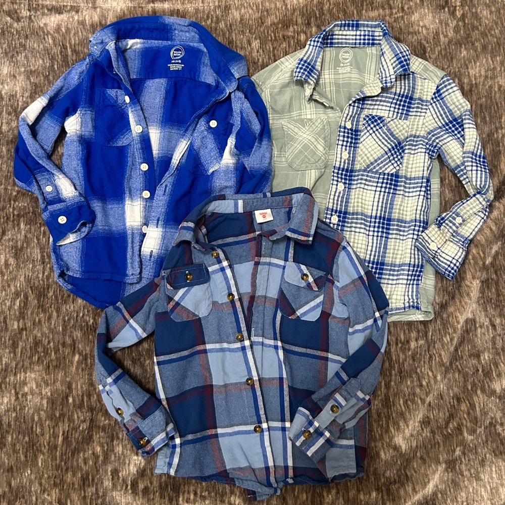 Set of Three 4/5T Plaid/Flannel Button-Up Shirts